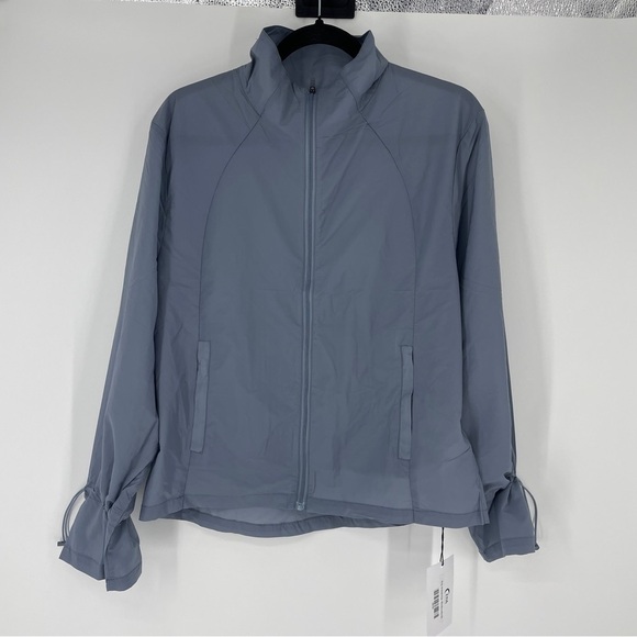 ZYIA Active Gray Drawstring Light Windbreaker Jacket Full Zip Women Size m - Picture 4 of 9